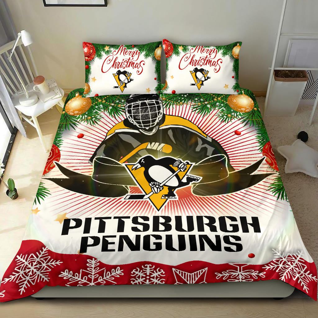 Funny Gift Shop Merry Christmas Pittsburgh Penguins Bedding Sets