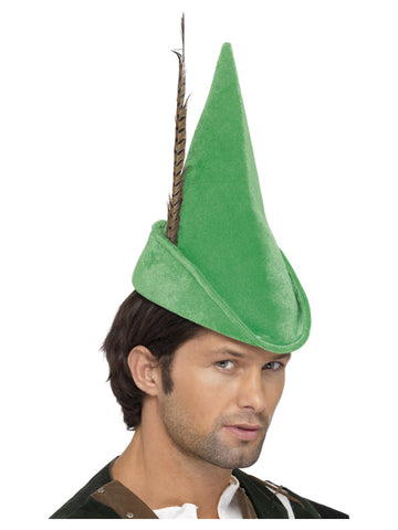 Adult Medieval Light Green Feathered Archer Hat