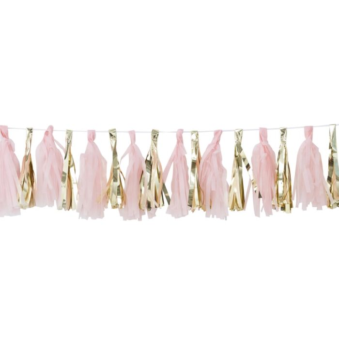 pink gold tassel garland