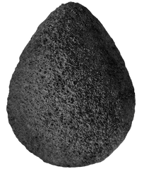 An exfoliating black-coloured konjac sponge for sensitive skin against a white background