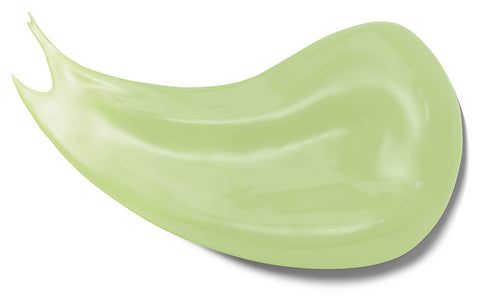 A green-coloured smear of a natural retinol face moisturizer that contains chlorella