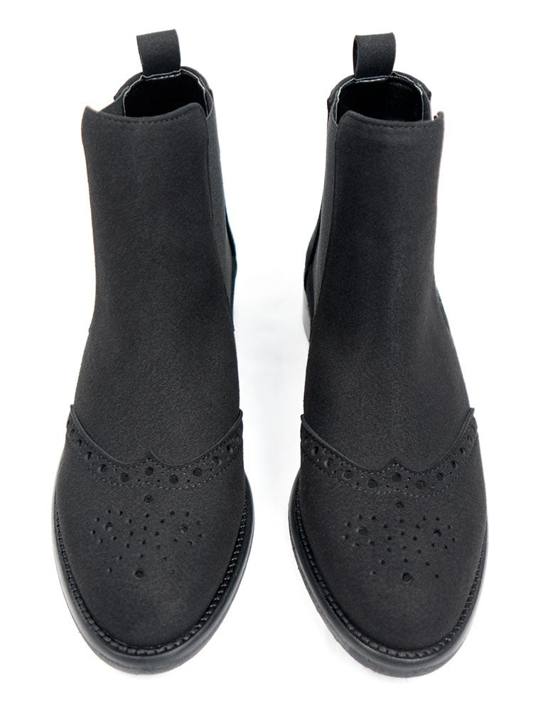 Will's Vegan Brogue Booties Black 