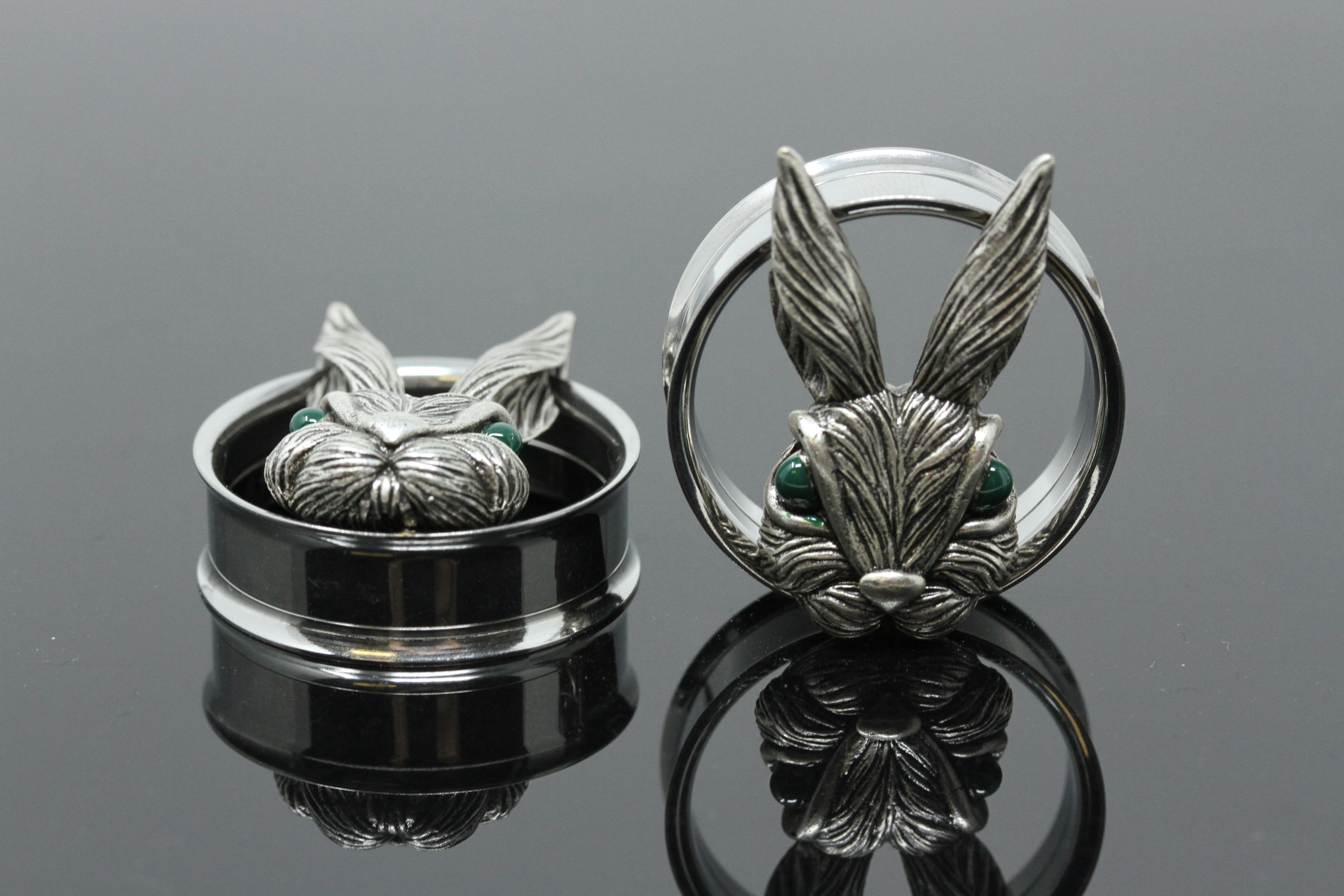 Silver Bunny Bot Stainless Steel Plugs - PSS158