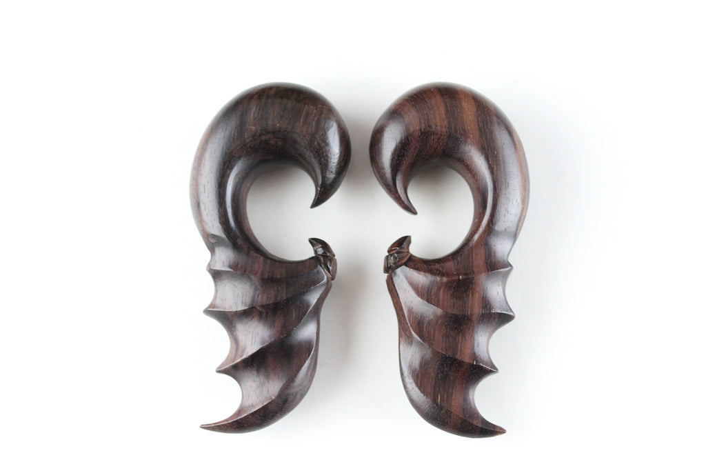 Bats Wings Hanging Plugs - Carved Wood Bat Wings - (Pair) - D045 – Two ...