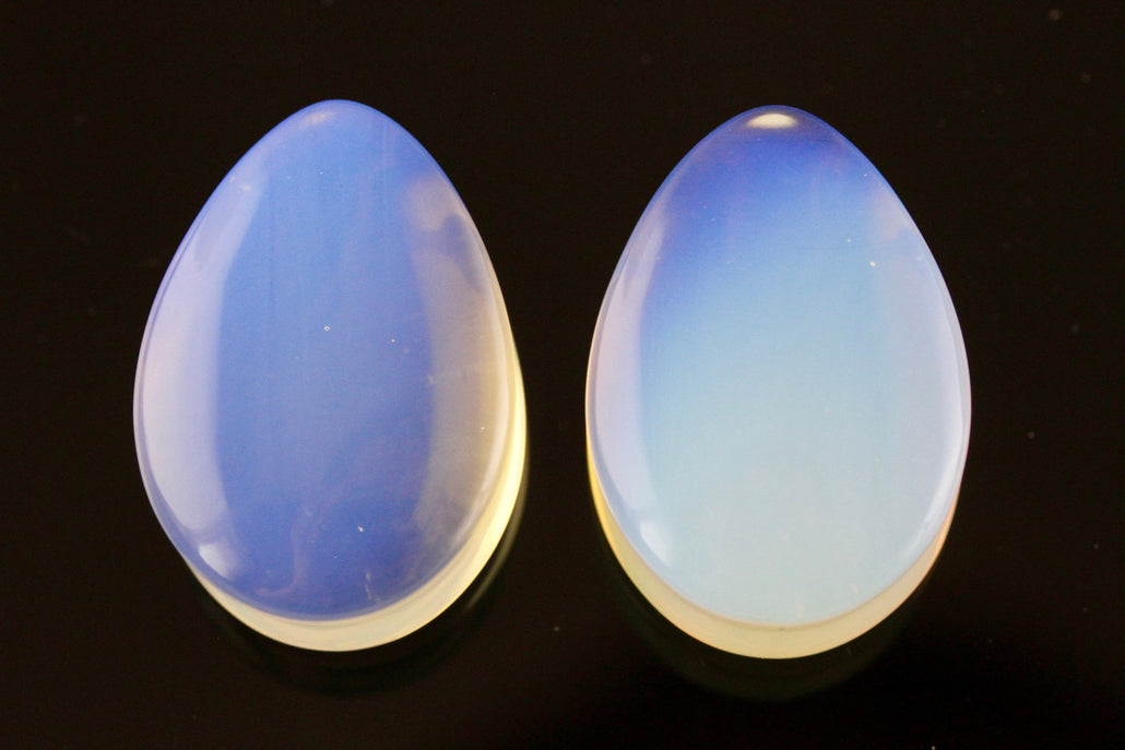 Opalite Teardrop plugs - Opalite Double Flared Plugs (Pair) - PH33