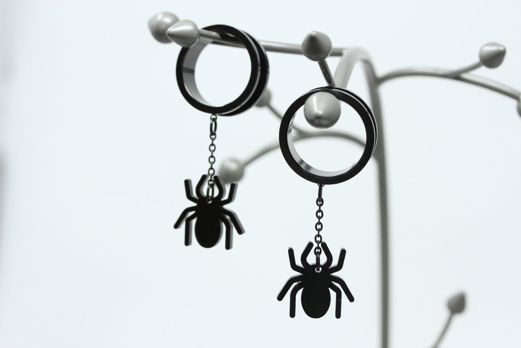 Bitsy Spider Stainless Steel Danglers - Screw on Tunnel (Pair) - TF027