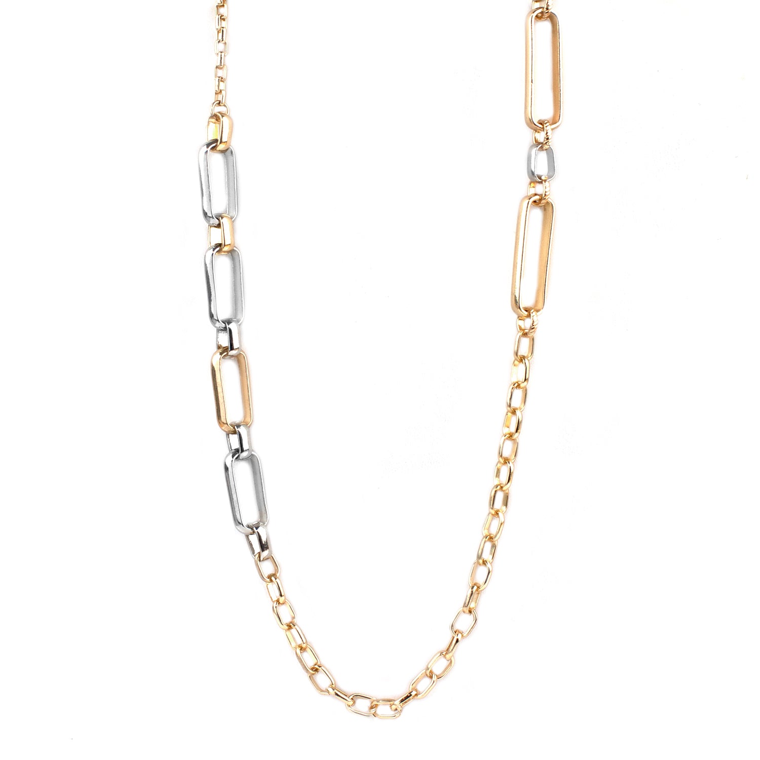 Mixed Metal Chain Link Rhodium and 18k Gold Plated Necklace – Ettika