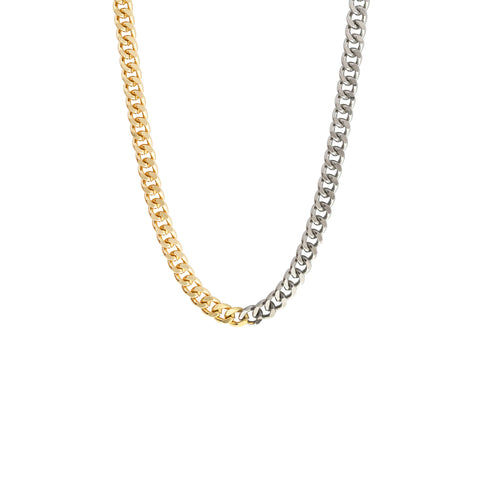thick mixed metal curb link necklace