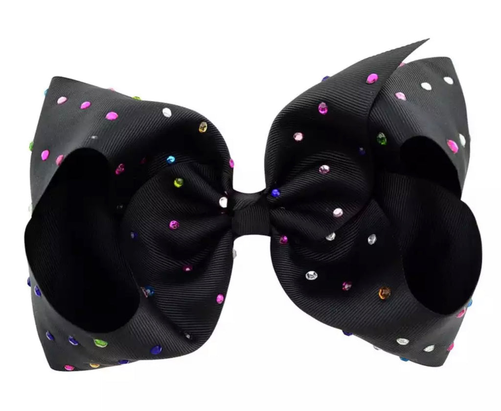 Black Rhinestone Hair Bow Paisley Bows