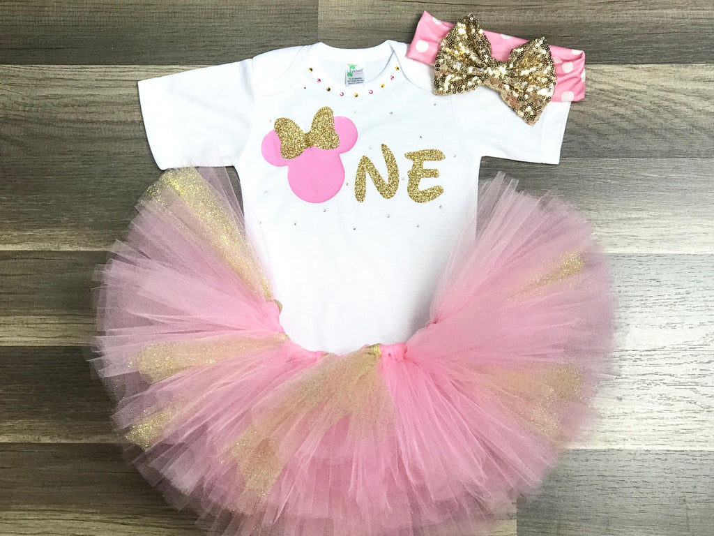 pink and gold minnie mouse outfit