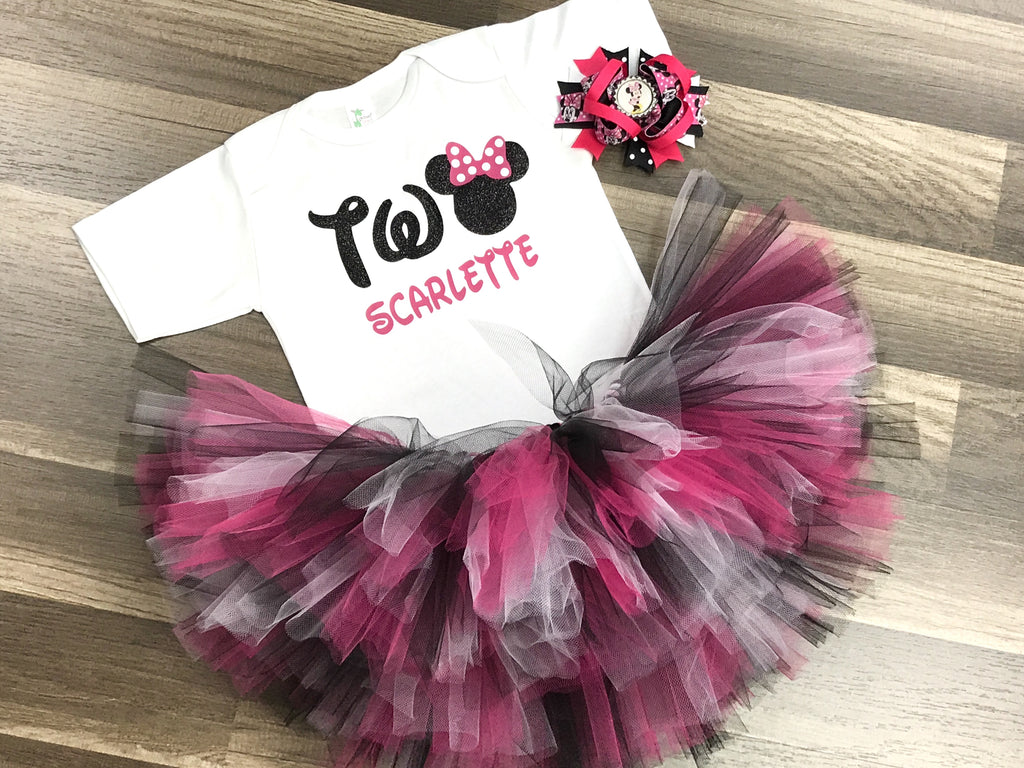 pink and black tutu dress