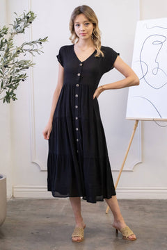 Black Tiered Midi Dress