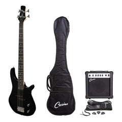 Casino '24 Series' Tune-Style Electric Bass Guitar and 15 Watt Amplifier Pack (Black)-CP-TB1-BLK