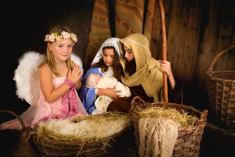 Nativity Scene with Mary, Joeseph and Angel