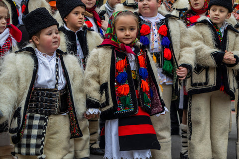 Girls and Boys Gathered in Festive Outfits