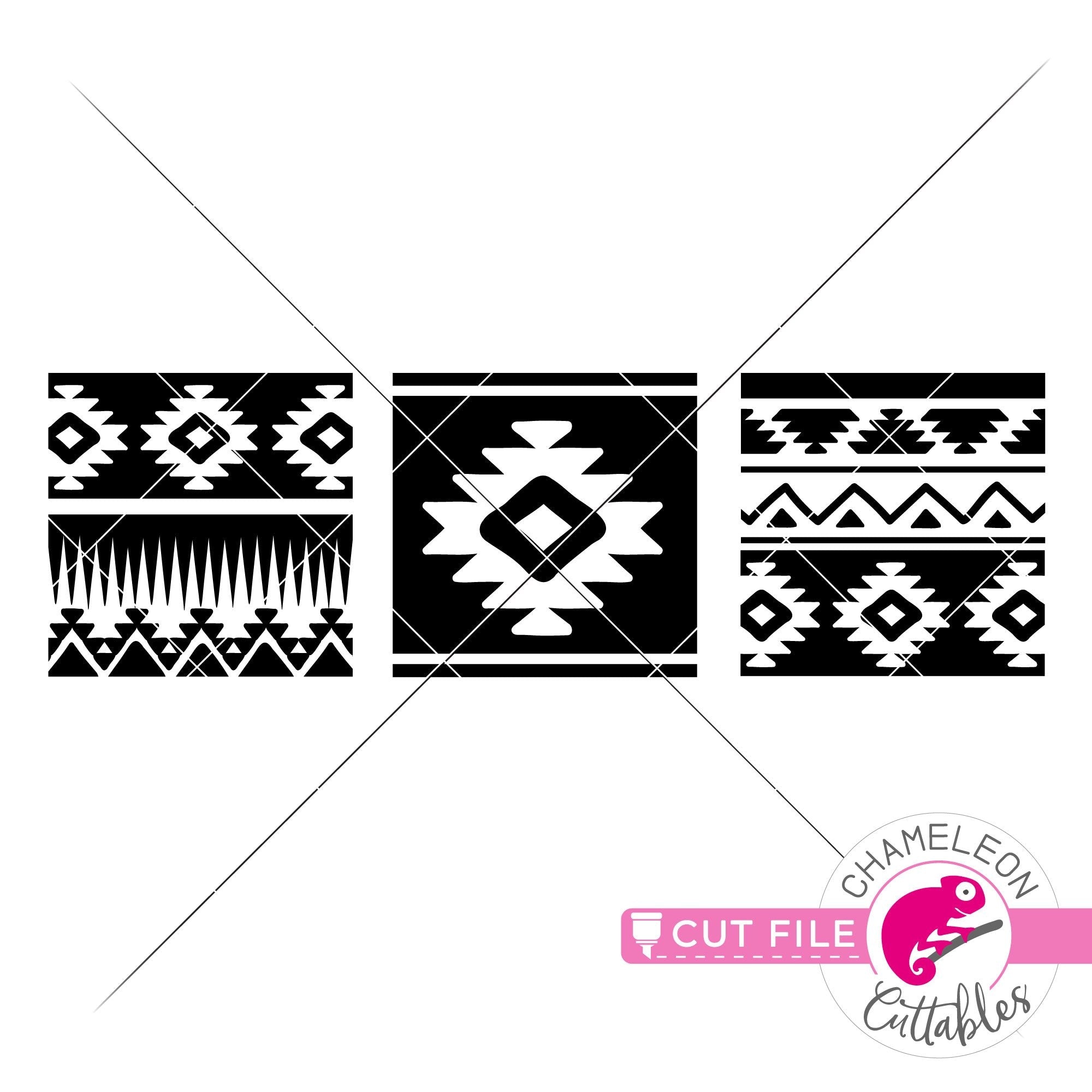 Download 3 Aztec Pattern Squares Tribal Svg Png Dxf Eps Jpeg Chameleon Cuttables Llc Chameleon Cuttables Llc