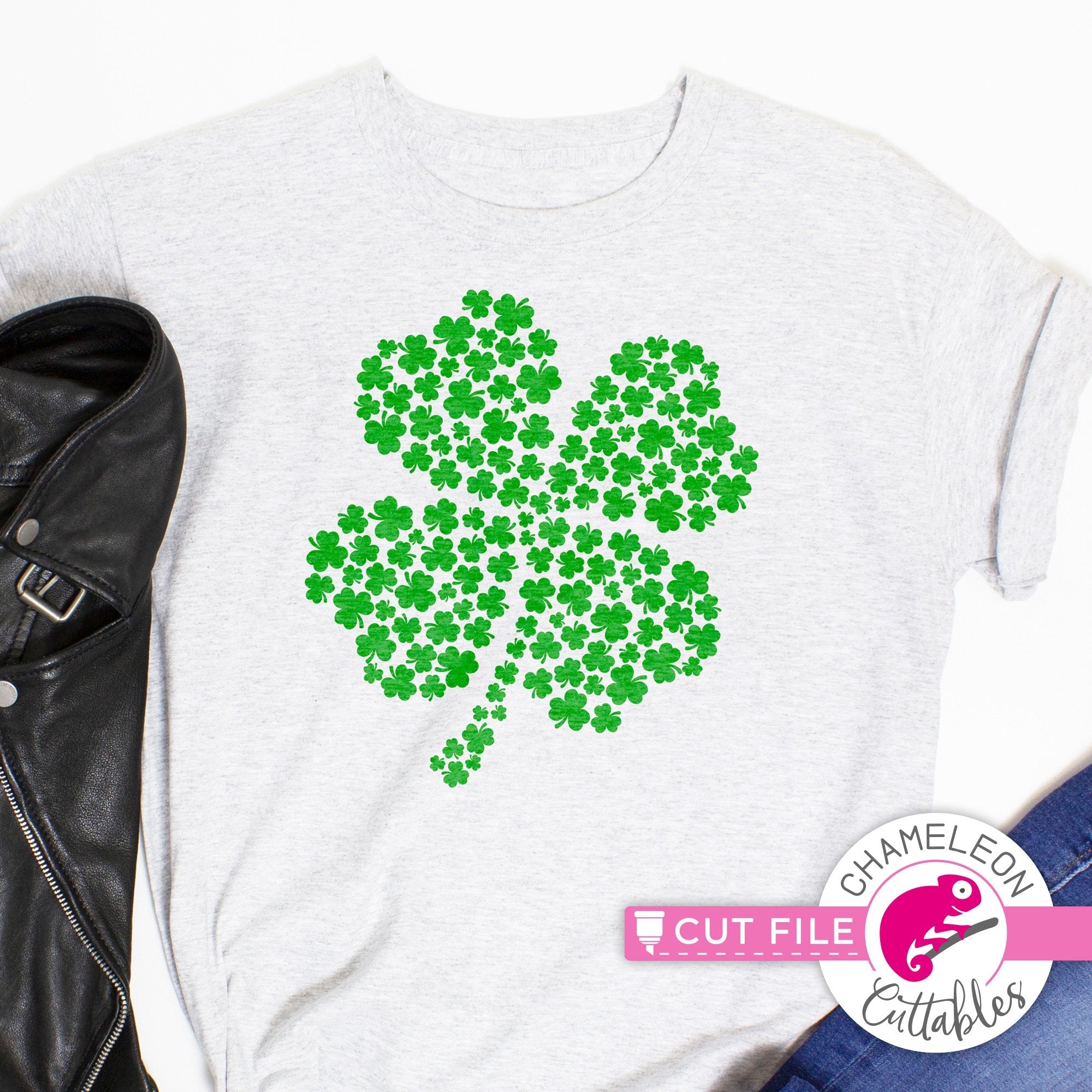 Download 4 Leaf Clover St Patrick S Day Svg Png Dxf Eps Jpeg Chameleon Cuttables Llc Chameleon Cuttables Llc