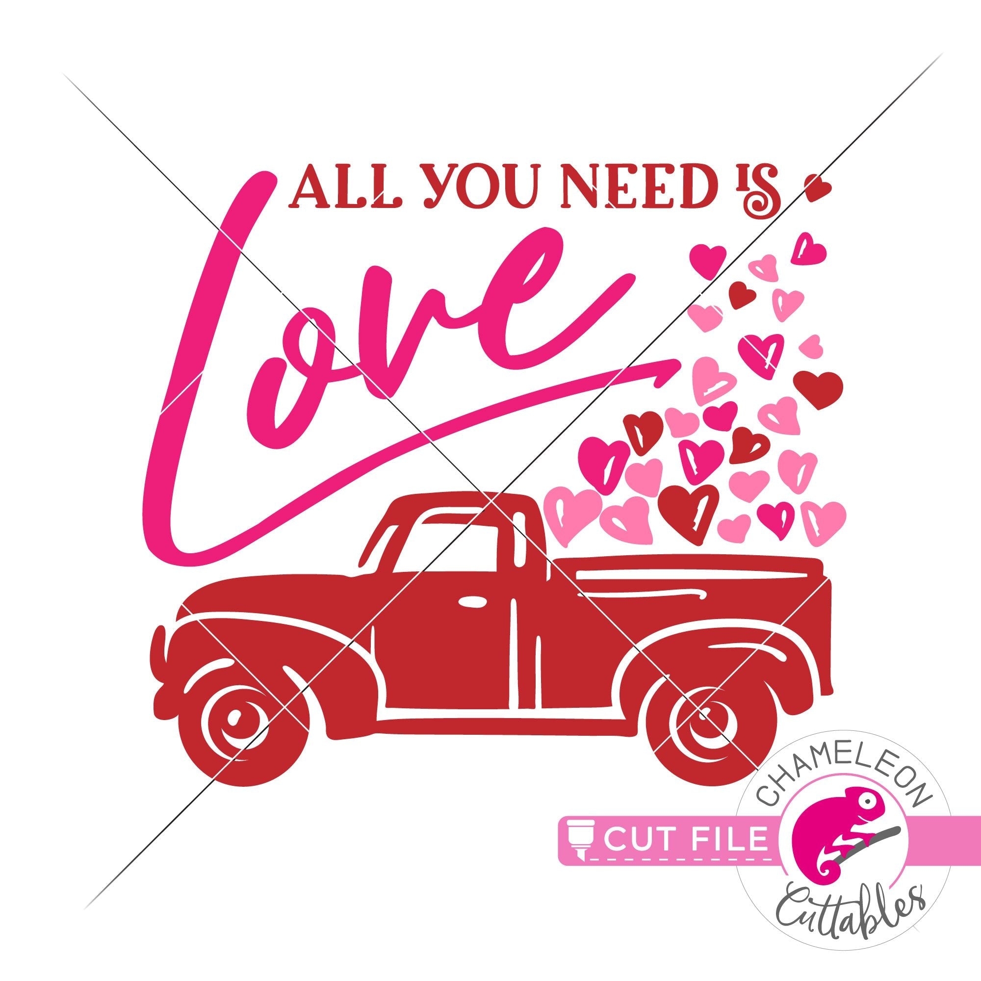 Download All you need is love truck Valentine's day svg png dxf eps jpeg | Chameleon Cuttables LLC