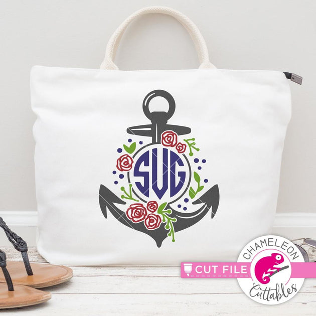 Download Anchor Rose Monogram Frame svg png dxf eps | Chameleon ...