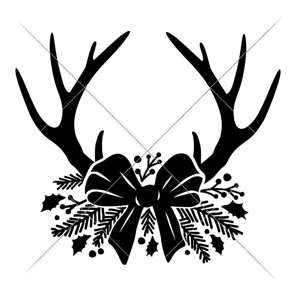 Download Antlers with Christmas Bow svg png dxf eps | Chameleon ...