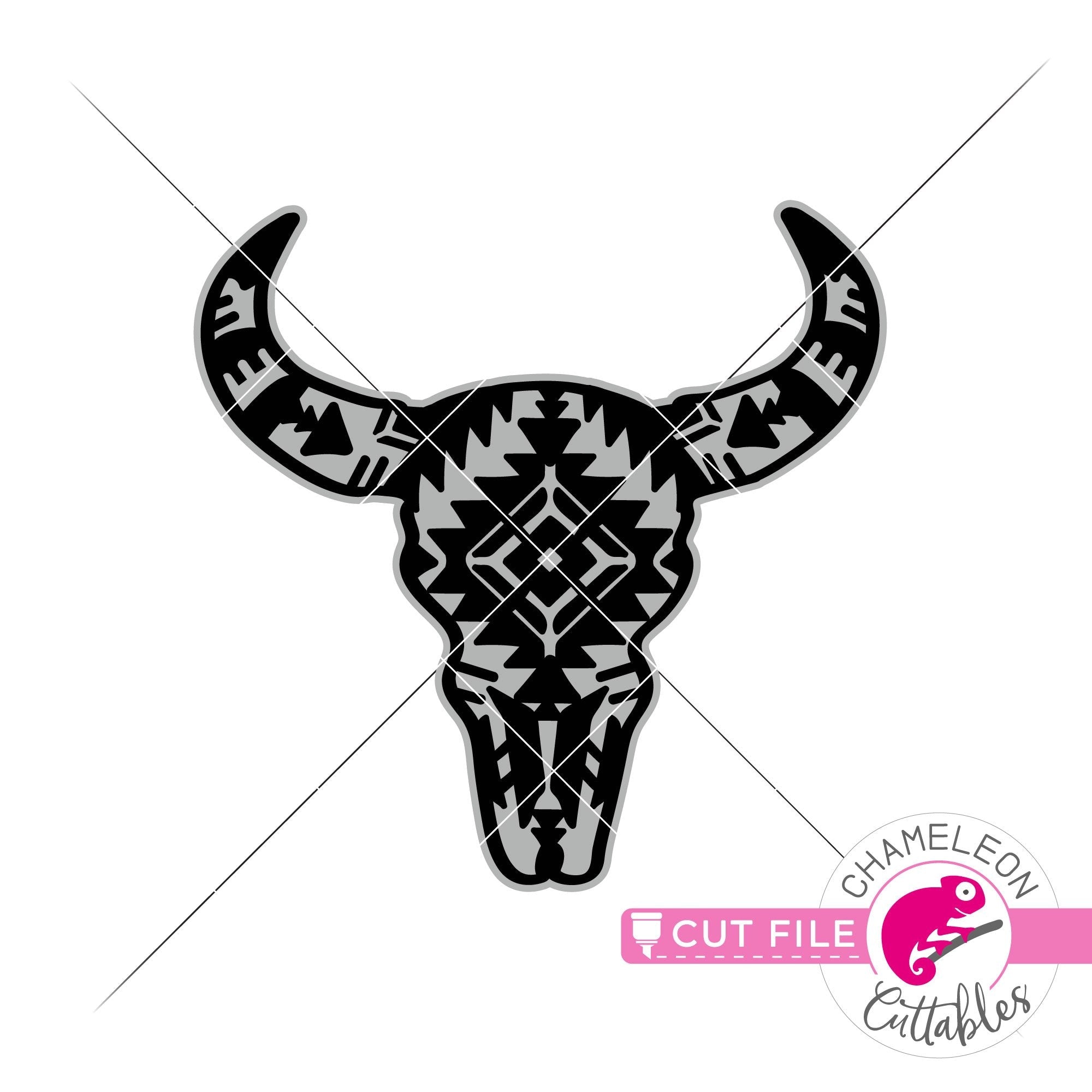 Download Aztec Cow Skull Pin Svg Png Dxf Eps Jpeg Chameleon Cuttables Llc Chameleon Cuttables Llc