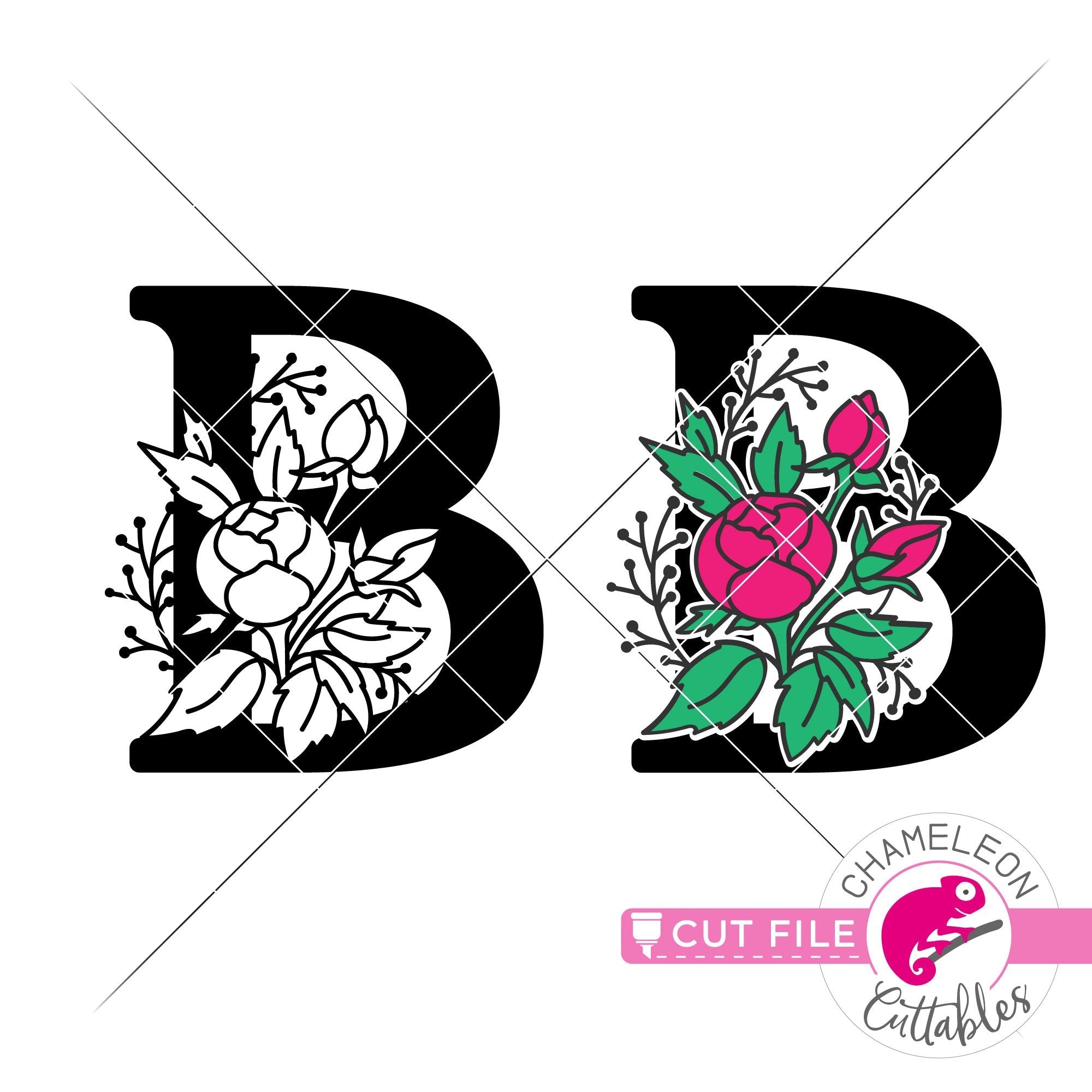 Download B Floral Monogram Letter With Flowers Svg Png Dxf Eps Jpeg Chameleon Cuttables Llc Chameleon Cuttables Llc