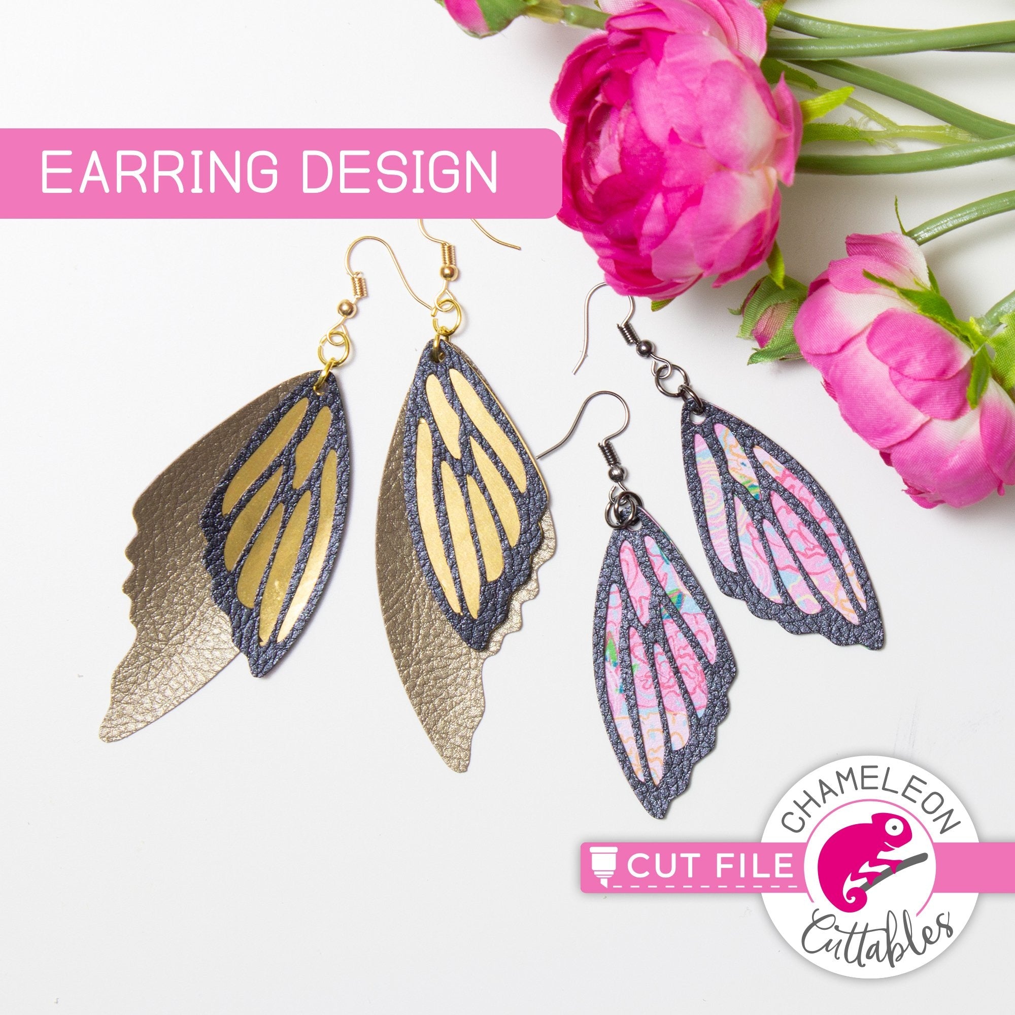 Download Butterfly Wings Earring Template Svg Png Dxf Eps Chameleon Cuttables Llc PSD Mockup Templates