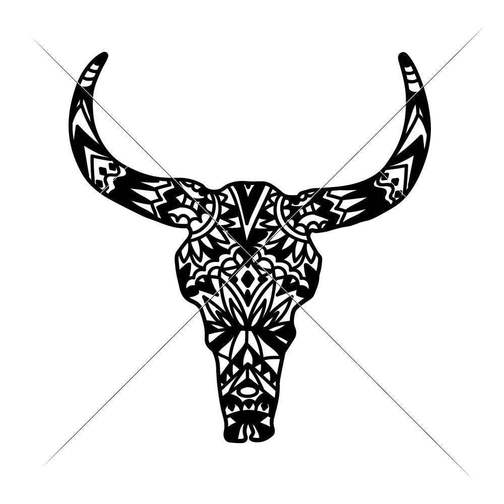 Download Cow Skull Bull Head With Aztec Pattern Svg Png Dxf Eps Chameleon Cuttables Llc Chameleon Cuttables Llc