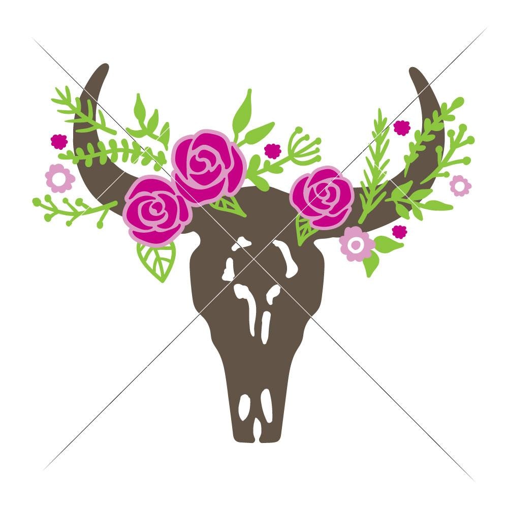 Download Cow Skull Bull Head With Flowers Multi Color Svg Png Dxf Eps Chameleon Cuttables Llc Chameleon Cuttables Llc