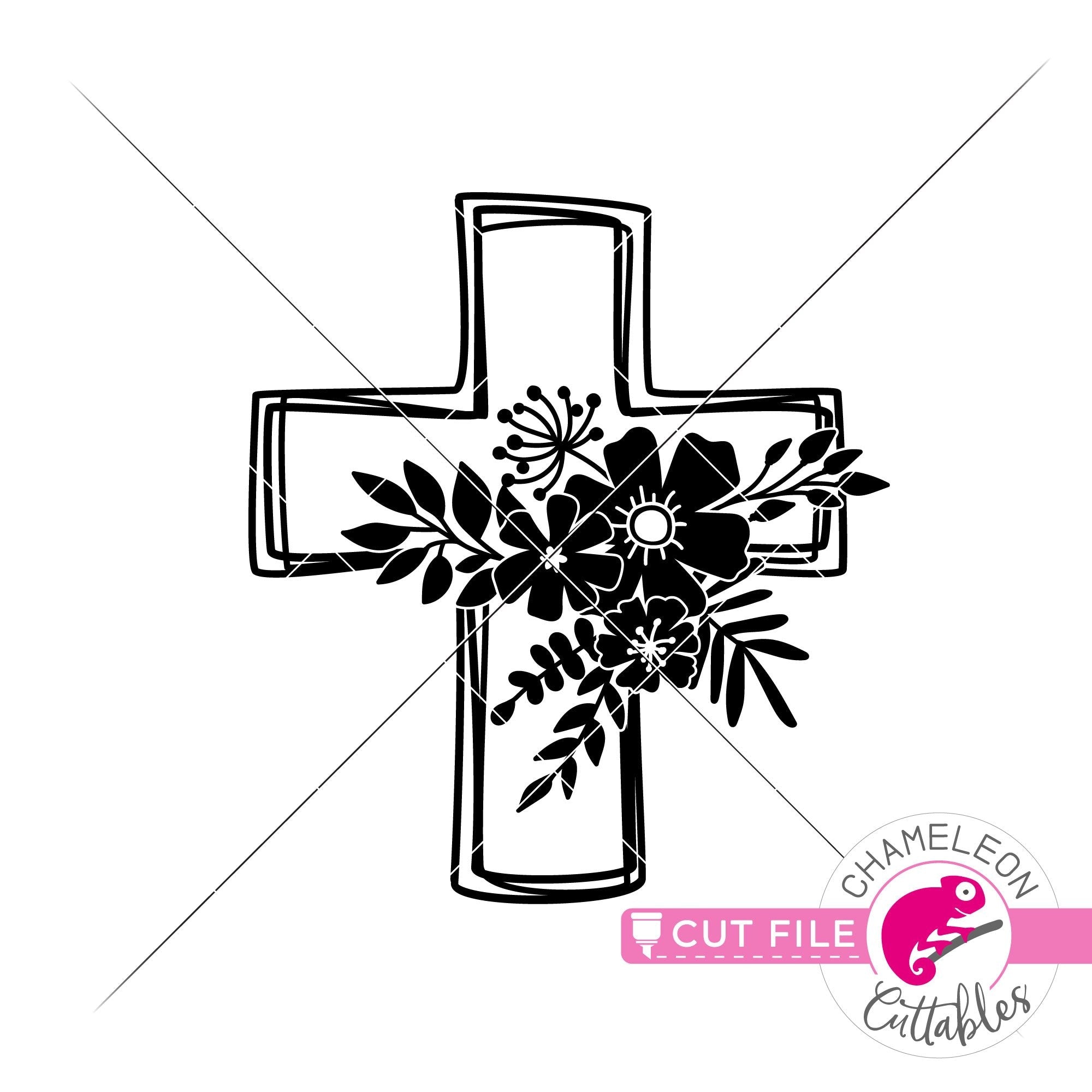 Download Cross with Flowers svg png dxf eps jpeg | Chameleon Cuttables LLC