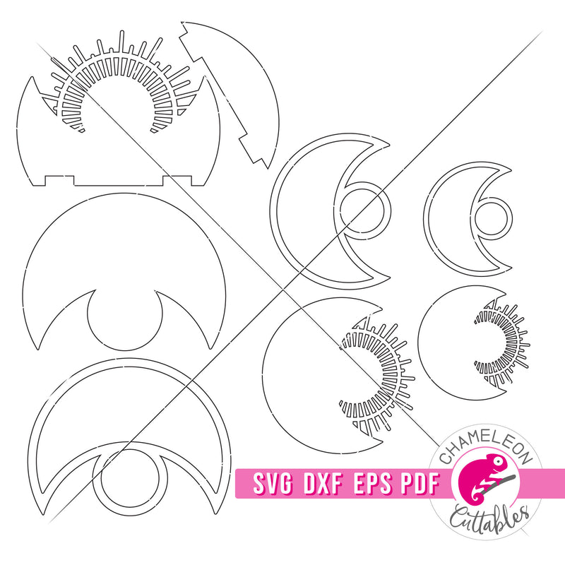 Moon with Sun Tray for Laser cutter svg dxf eps pdf Chameleon Cuttables ...