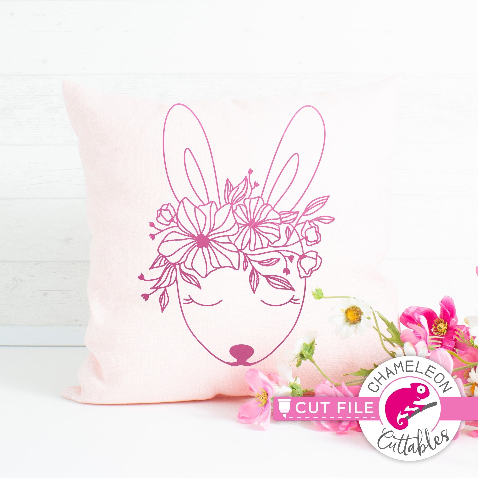 Download Cute Easter Bunny With Spring Flowers Svg Png Dxf Eps Jpeg Chameleon Cuttables Llc Chameleon Cuttables Llc