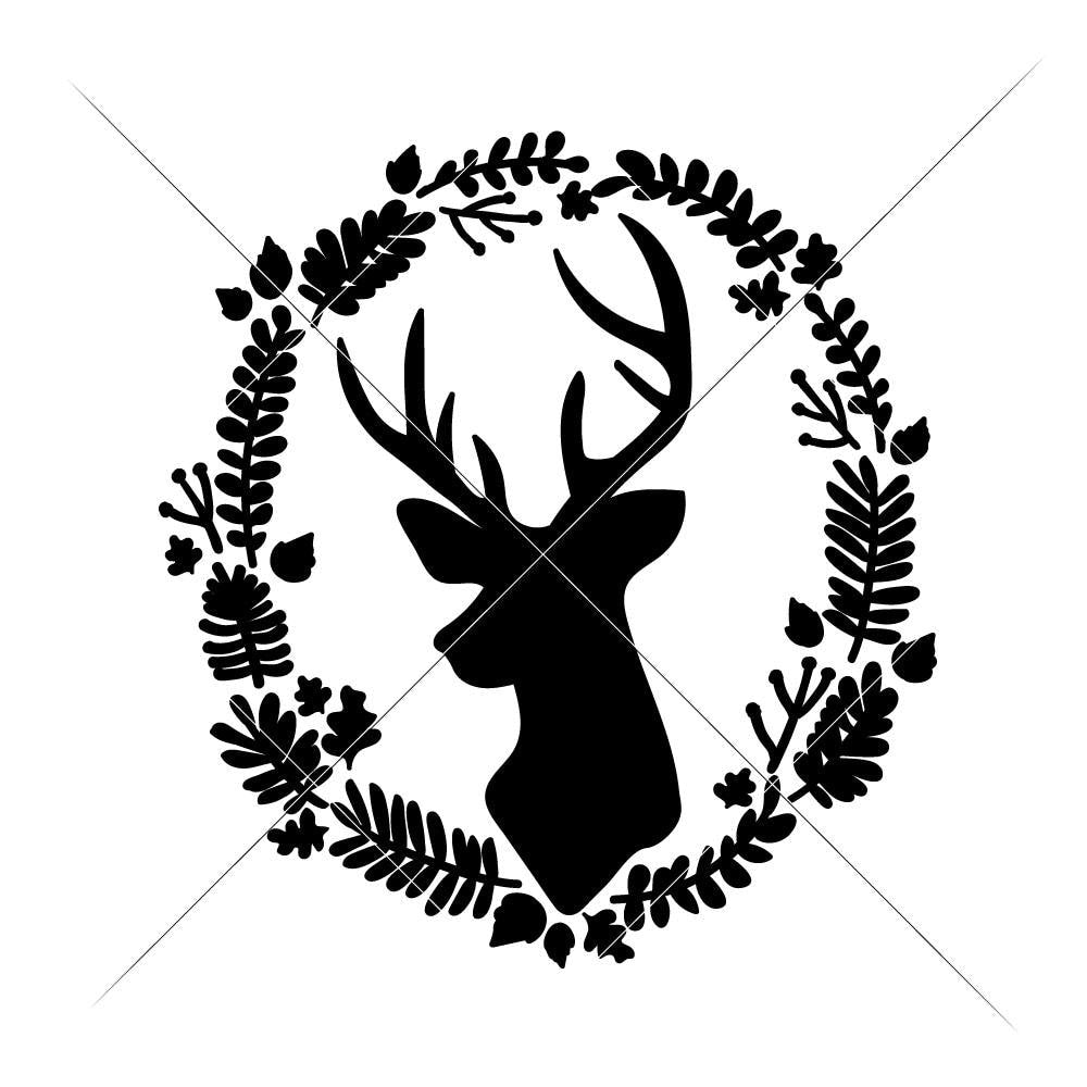 Download Deer With Christmas Wreath Svg Png Dxf Eps Chameleon Cuttables Llc 3D SVG Files Ideas | SVG, Paper Crafts, SVG File