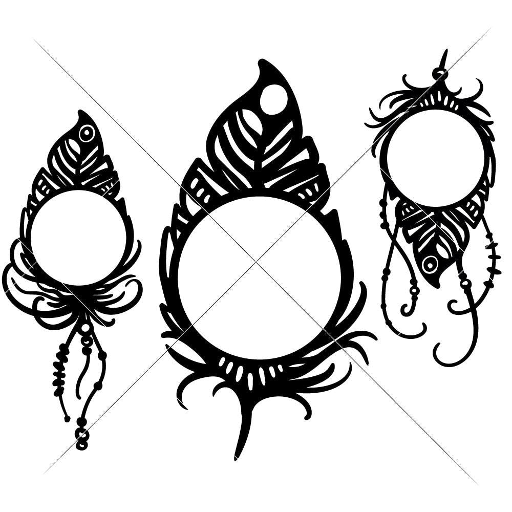 Download Feathers for Monogram svg png dxf eps | Chameleon ...