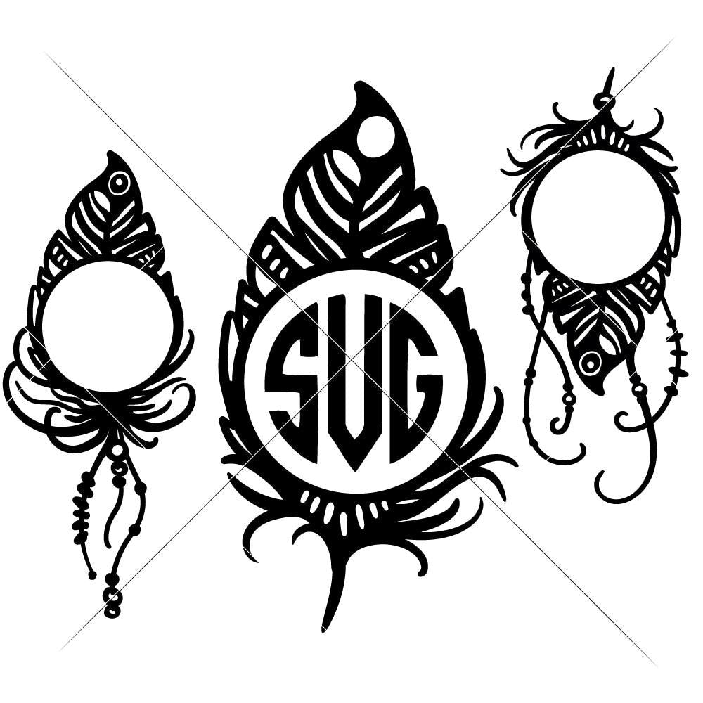 Download Feathers for Monogram svg png dxf eps | Chameleon ...