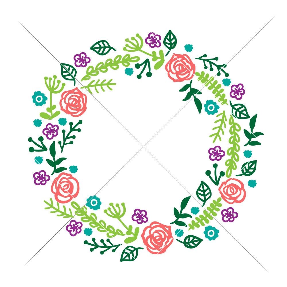 Download Floral Wreath With Roses Svg Png Dxf Eps Chameleon Cuttables Llc Chameleon Cuttables Llc