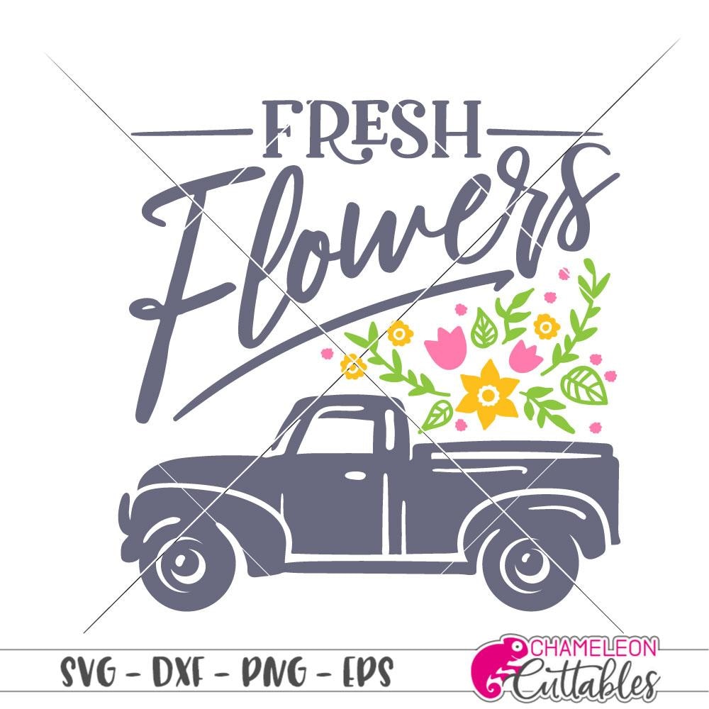 Download Fresh Flowers vintage truck svg png dxf eps | Chameleon ...