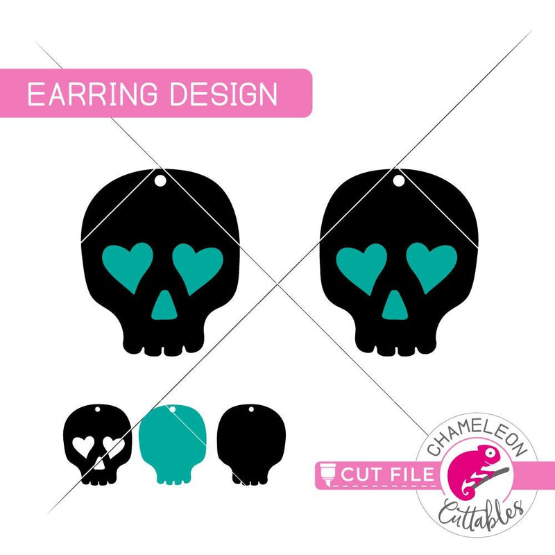 Download Halloween Sugar Skull Earring Template svg png dxf eps ...