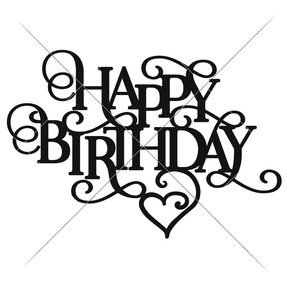 Download Happy Birthday with Heart svg png dxf eps | Chameleon ...