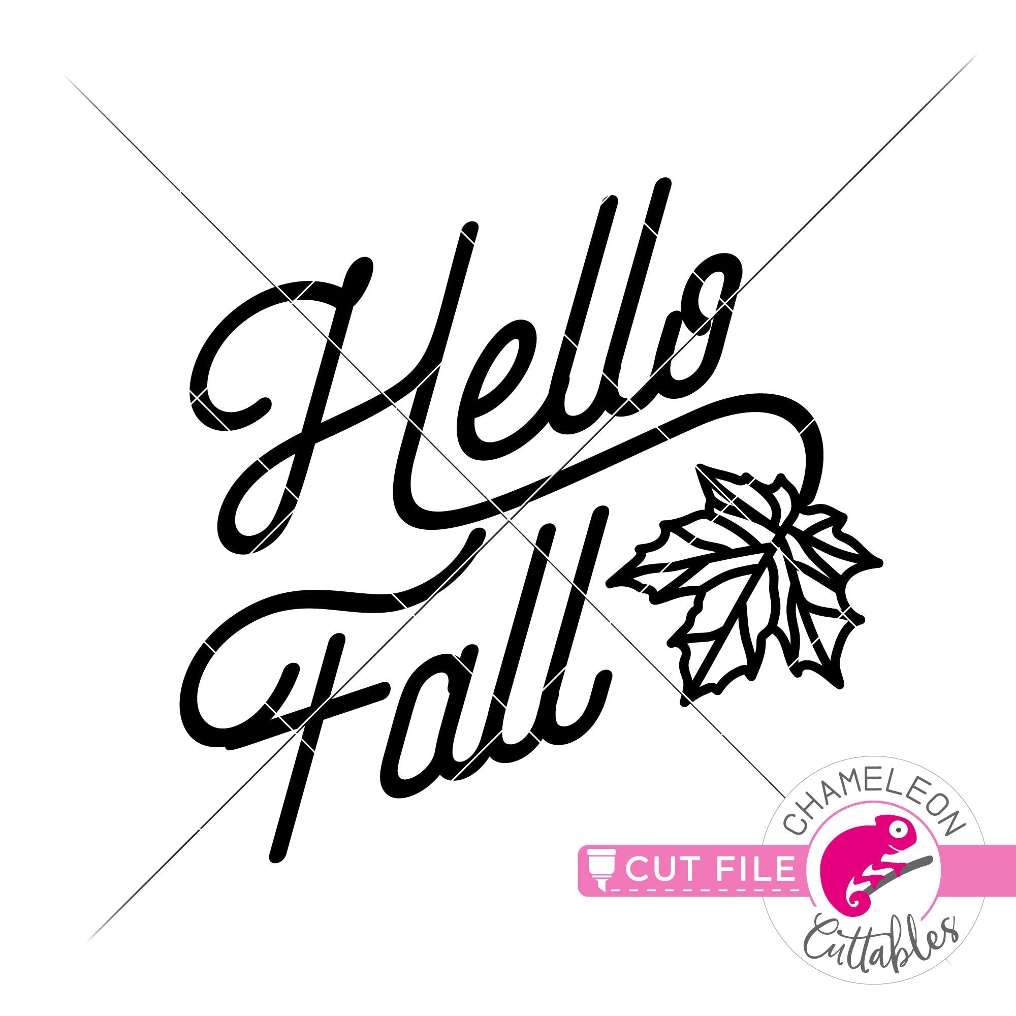 Hello Fall With Leaf Svg Png Dxf Eps Jpeg Chameleon Cuttables Llc