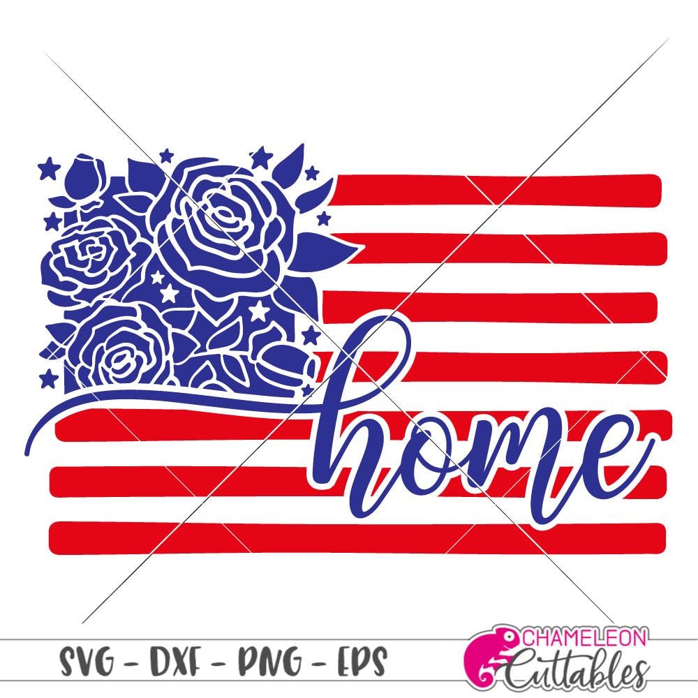 Download Home USA American Flag with Flowers svg png dxf eps ...