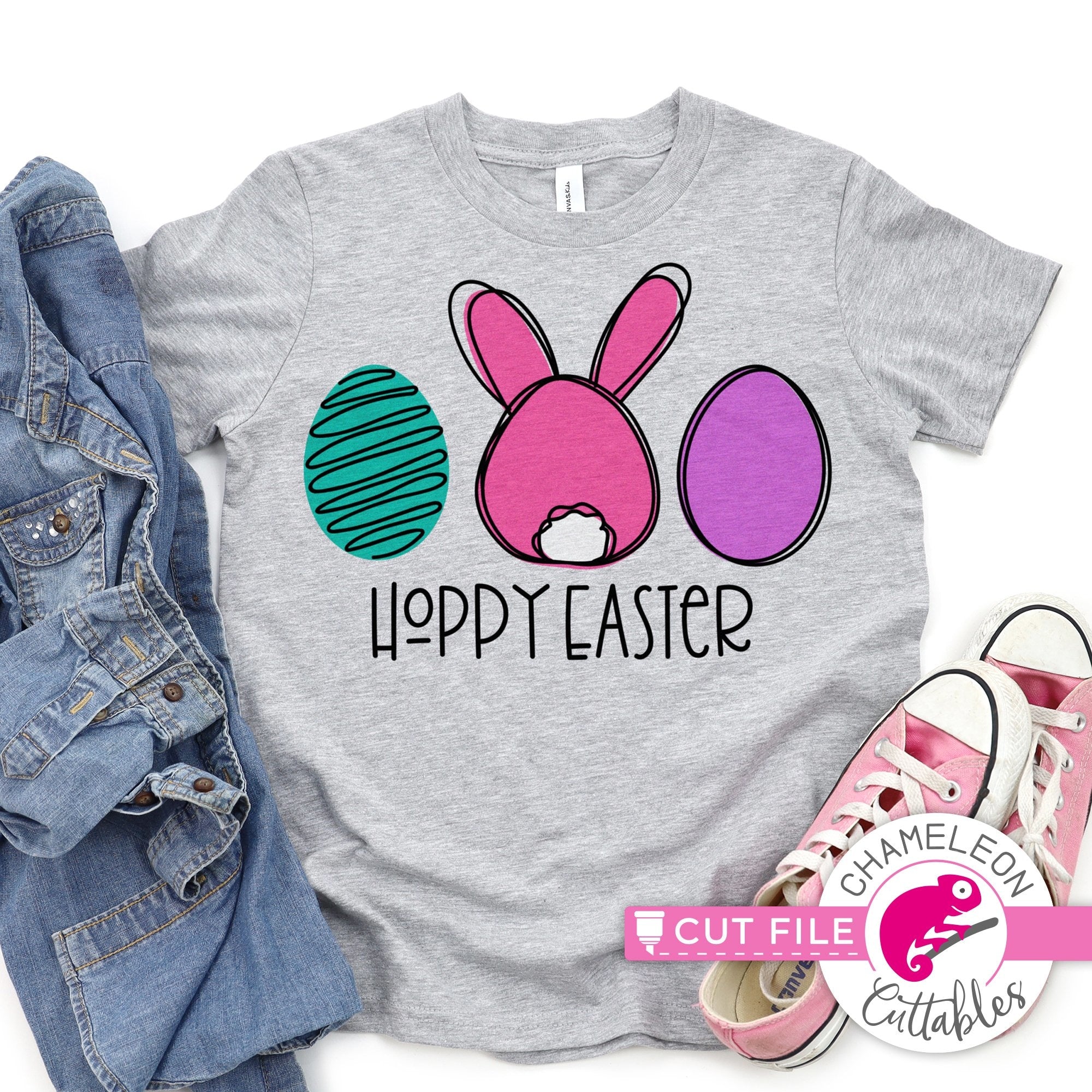 Hoppy Easter Bunny with Eggs svg png dxf eps jpeg