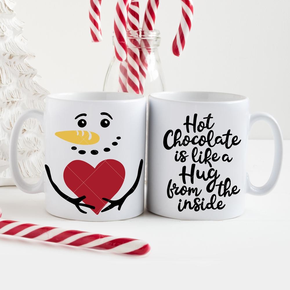 Download Hot Chocolate Is Like A Hug Snowman For Mug Svg Png Dxf Eps Chameleon Cuttables Llc PSD Mockup Templates