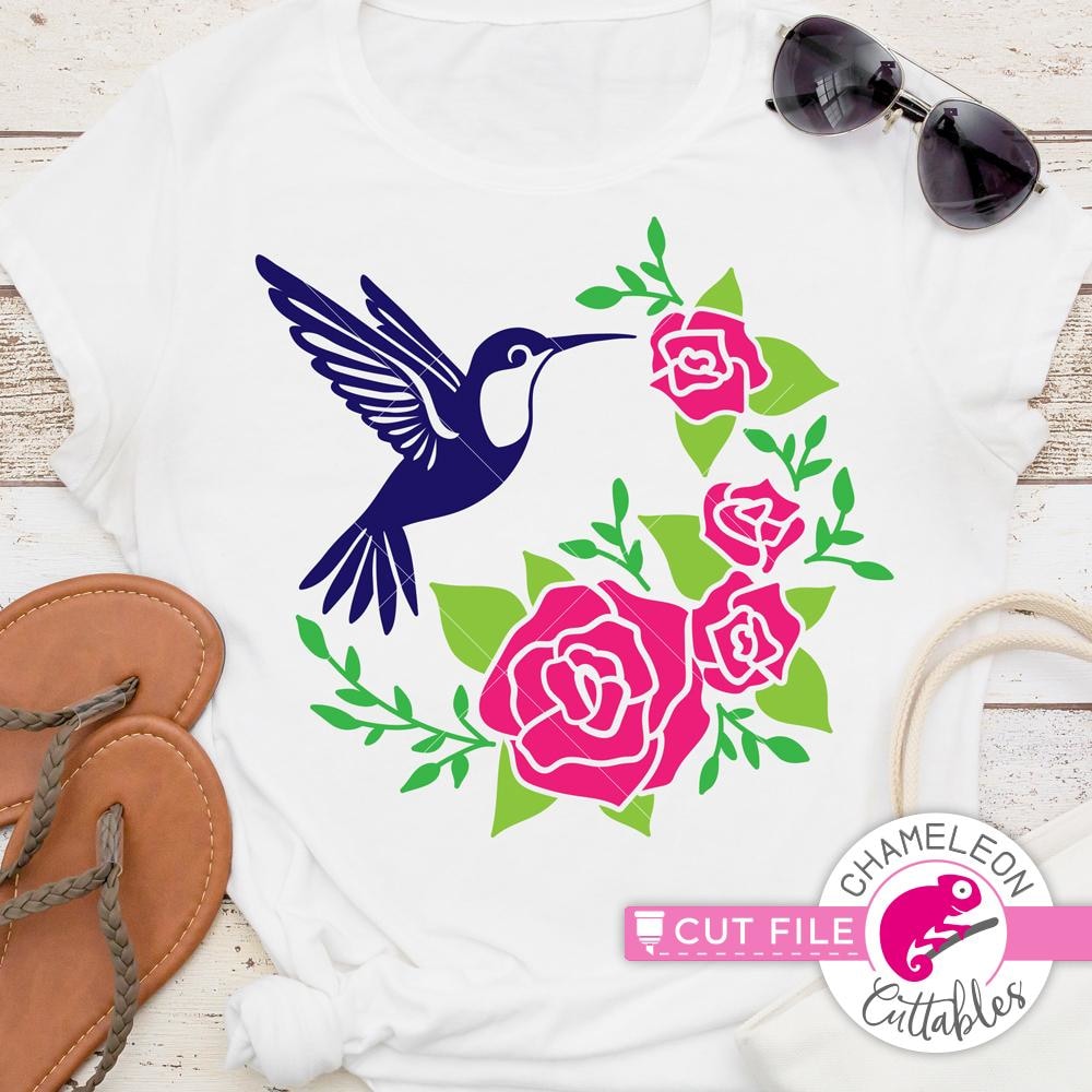 Download Hummingbird with Roses half circle svg png dxf eps ...