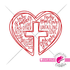 Jesus is Love Cross Heart Word Art svg png dxf eps jpeg Chameleon ...