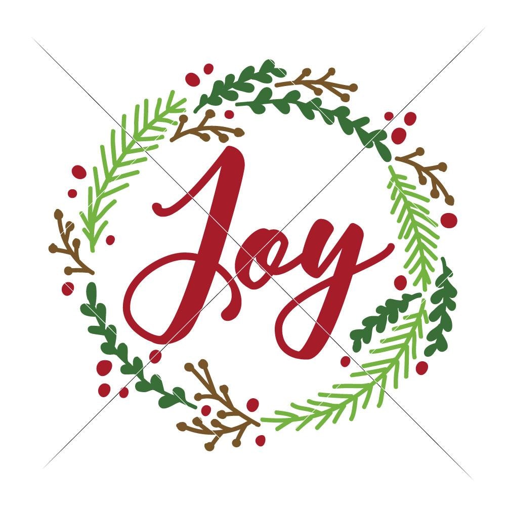 Joy Christmas Wreath svg png dxf eps Chameleon Cuttables LLC ...