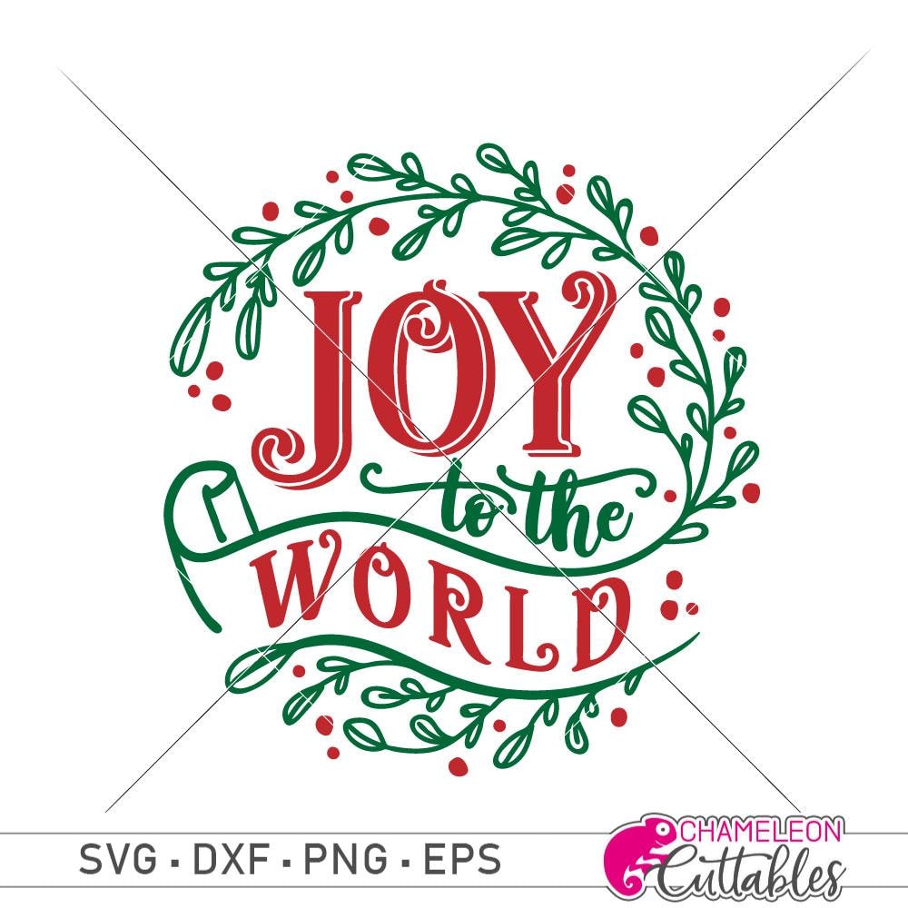Joy to the World with branches svg png dxf eps Chameleon Cuttables LLC ...