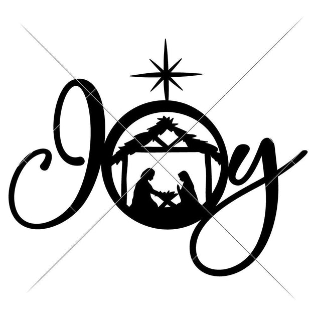 Joy with Nativity Scene svg png dxf eps Chameleon Cuttables LLC ...