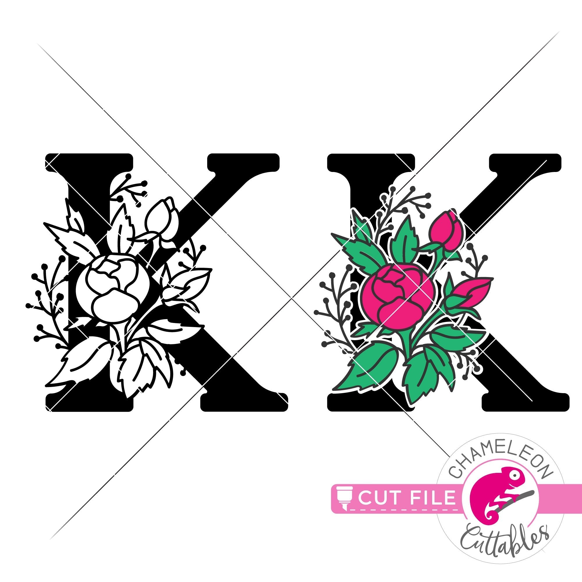 Download K Floral Monogram Letter With Flowers Svg Png Dxf Eps Jpeg Chameleon Cuttables Llc Chameleon Cuttables Llc