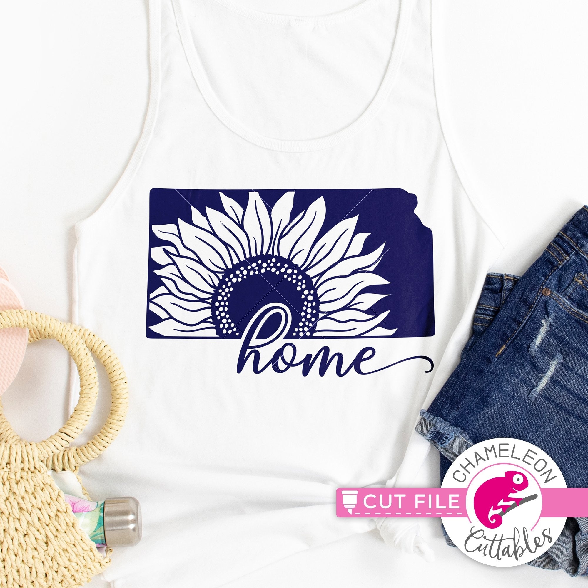 Download Kansas State Flower Sunflower Home Outline Svg Png Dxf Eps Jpeg Chameleon Cuttables Llc Chameleon Cuttables Llc